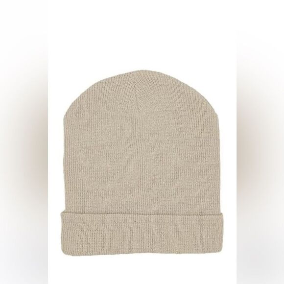 Beige Lightweight Rib Knit Beanie Caps - NEW - Picture 1 of 4